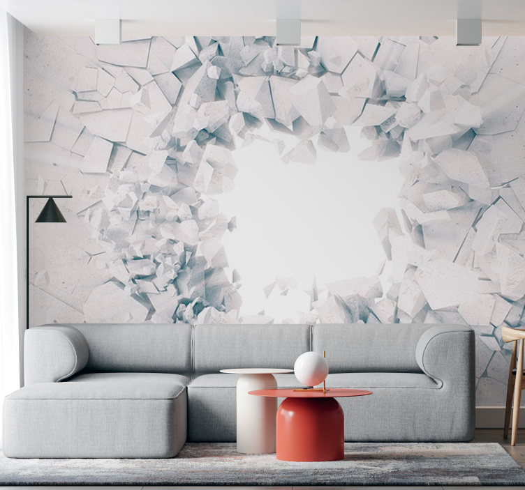 Smashed wall hole trompe l'oeil 3d wallpaper - TenStickers