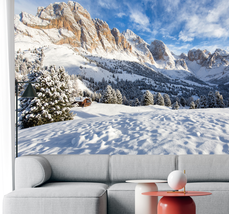 Snowy mountain landscape wall mural - TenStickers