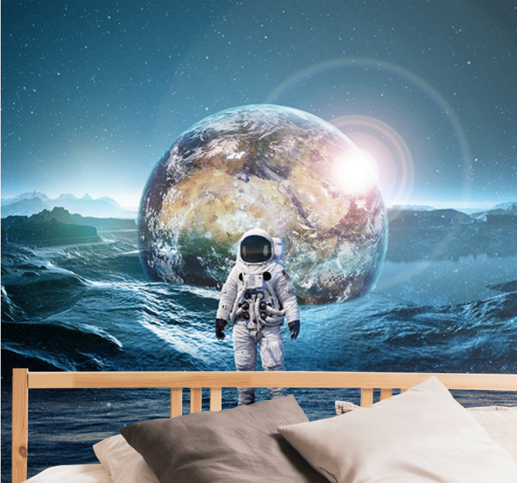 Space mural astronaut on moon - TenStickers