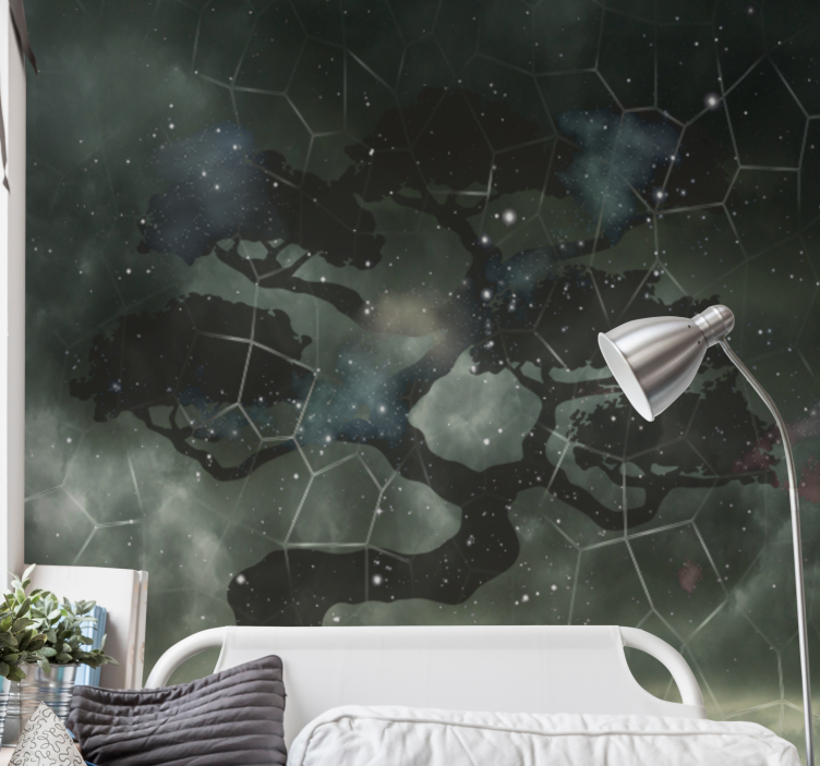 Space mural celestial tree silhouette - TenStickers