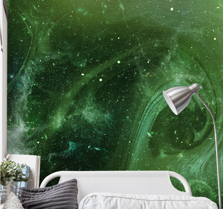 Space mural cosmic green swirl - TenStickers