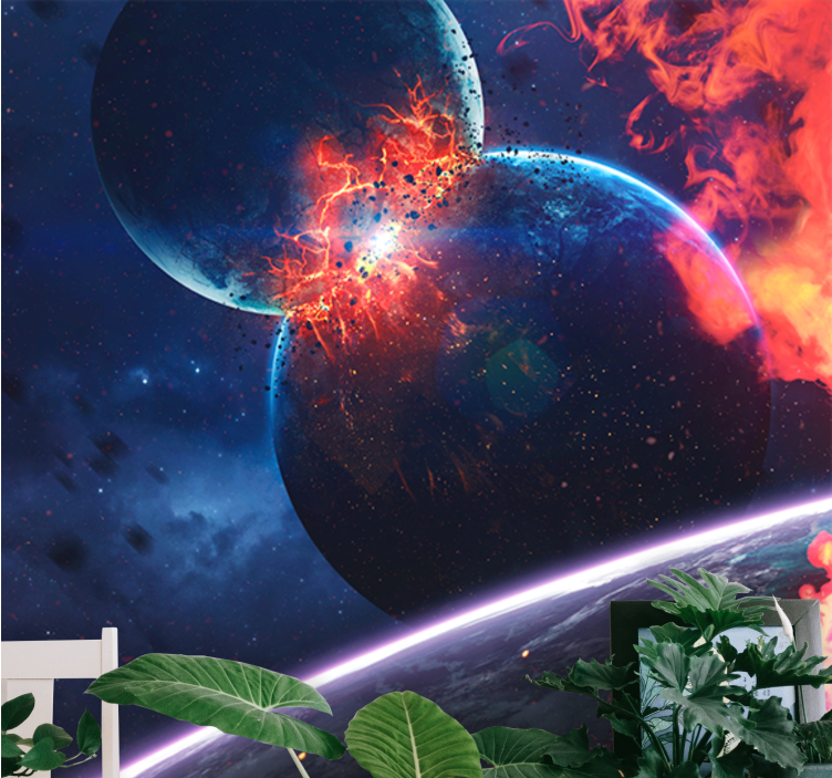 Space mural explosive cosmic collision design - TenStickers