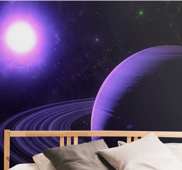 Space mural violet planetary scene - TenStickers