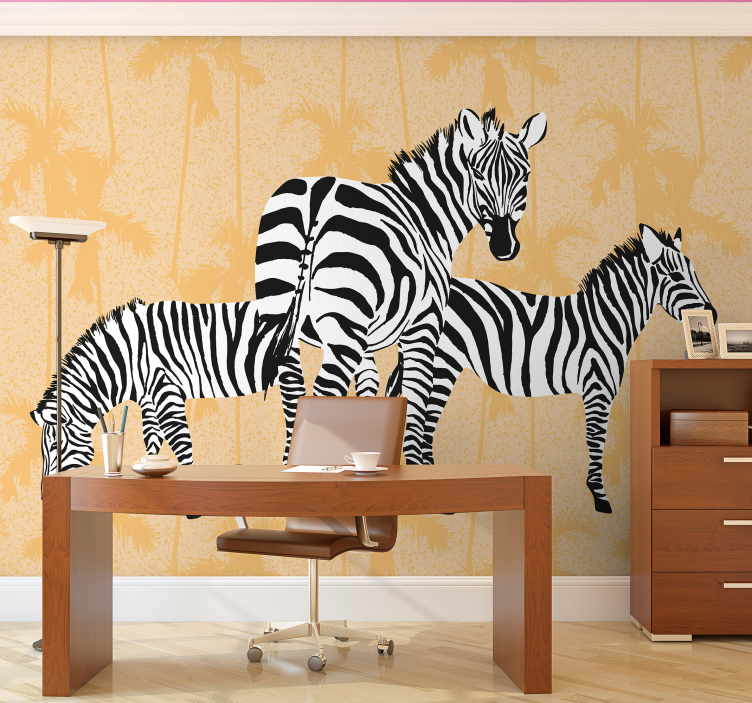Stylized Zebra Trio animal wall mural - TenStickers