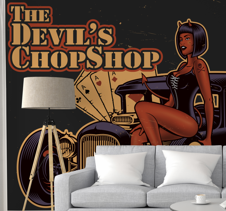 the devils chop shop woman on Car wall mural - TenStickers