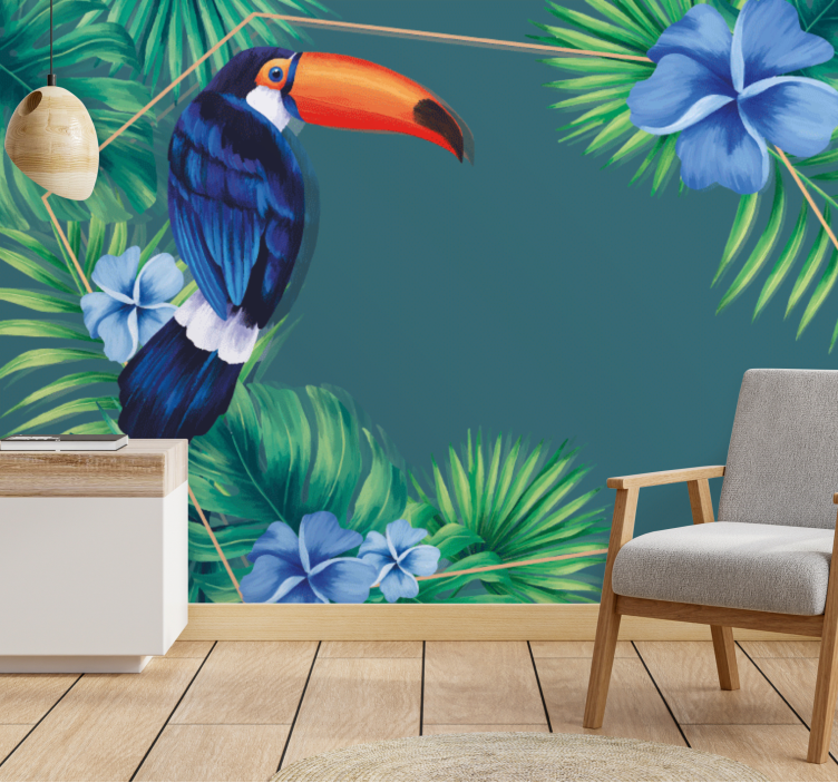 Toucan Tropical Leaves nature wall mural - TenStickers