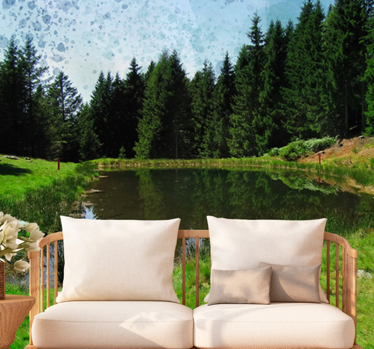 Tranquil forest view landscape mural wallpaper - TenStickers