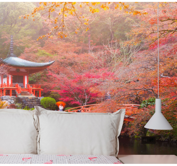 Tranquil garden pavilion landscape mural wallpaper - TenStickers
