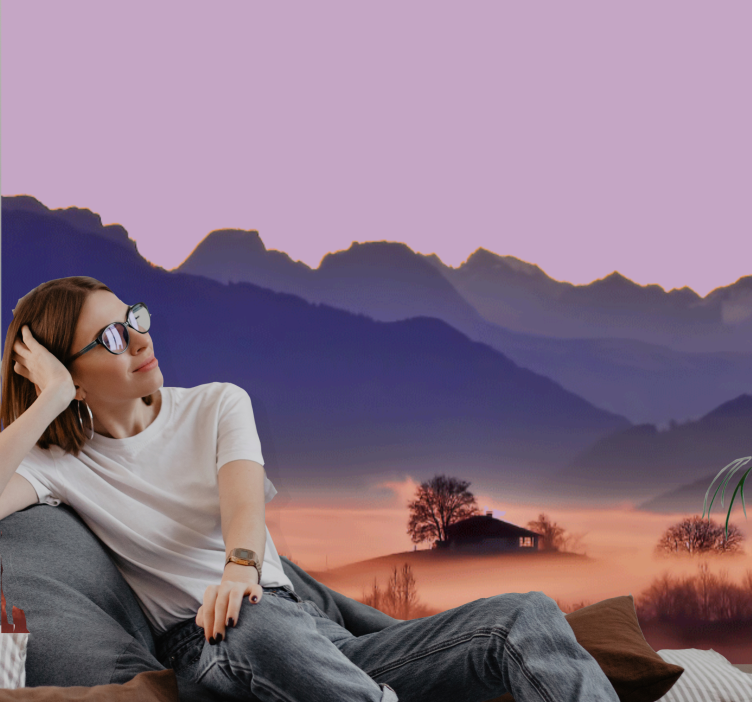 Tranquil mountain landscape landscape mural wallpaper - TenStickers