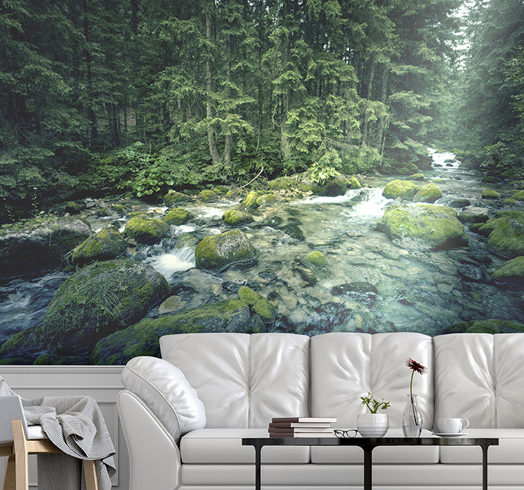 Tranquil woodland creek landscape mural wallpaper - TenStickers
