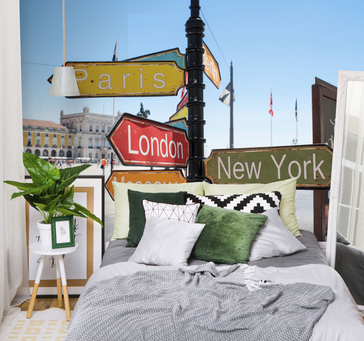 Travel Direction Signpost city wall mural - TenStickers