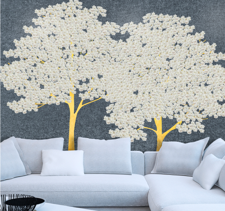Tree mural with elegant tree silhouettes - TenStickers