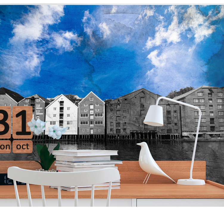 Trondheim city skies wall mural - TenStickers