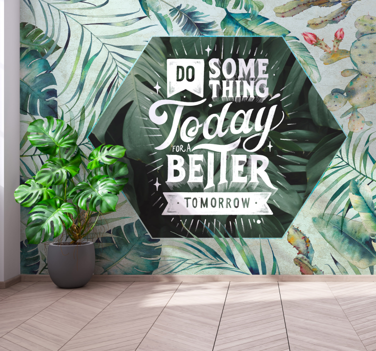 Tropical Nature in watercolor wall mural - TenStickers