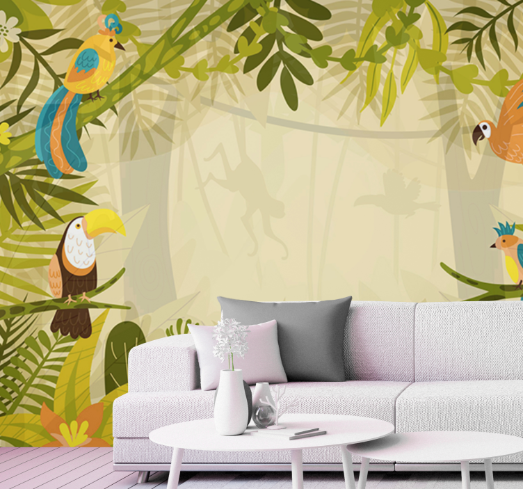 Tropical plants and wild Forest Wall Mural - TenStickers
