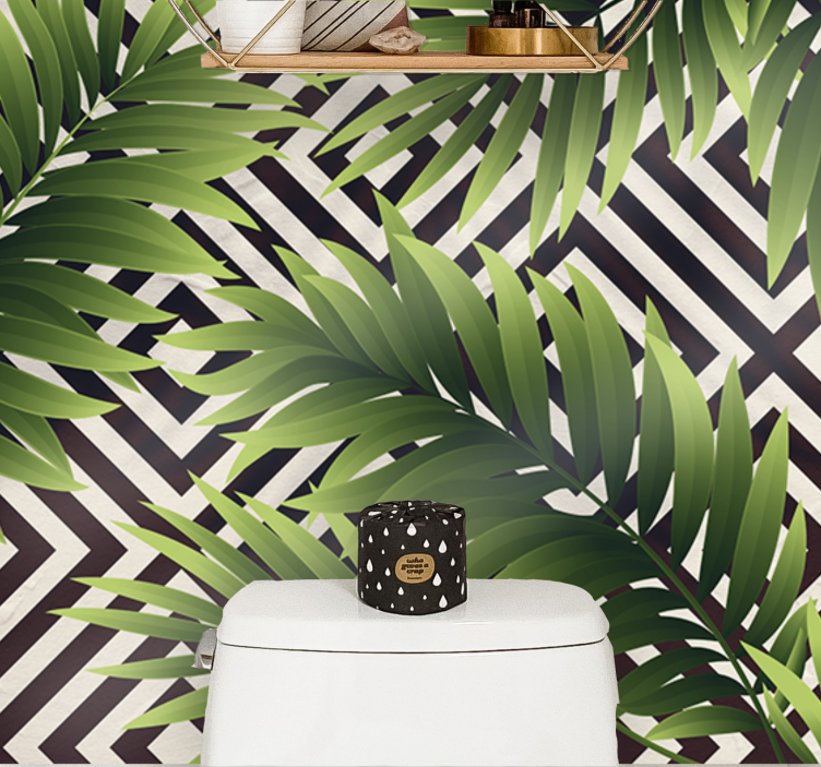 Tropical plants on black and nature wall mural - TenStickers