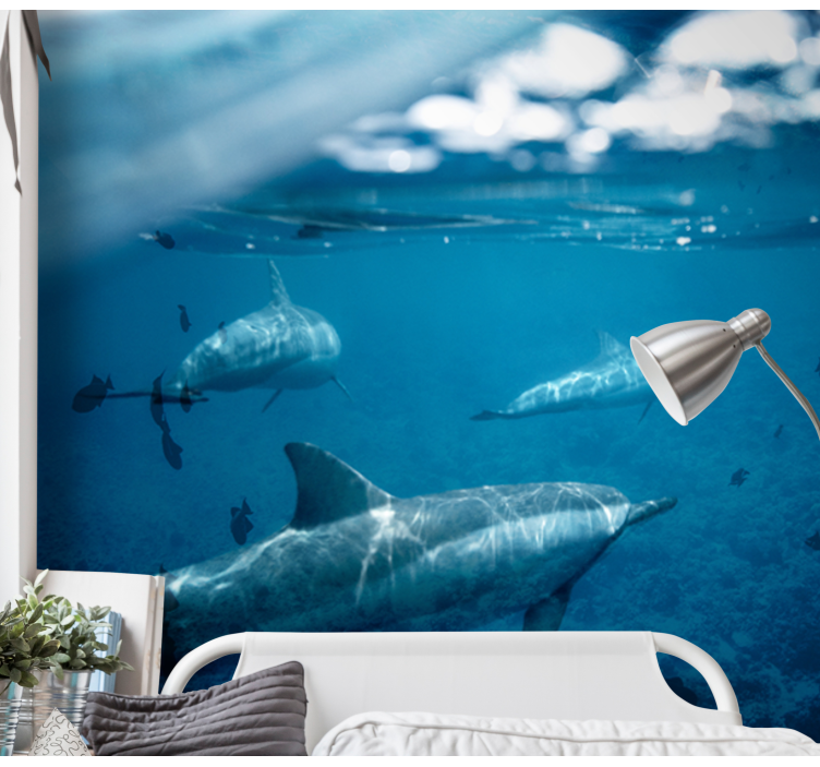 Underwater Dolphin Encounter sea mural - TenStickers