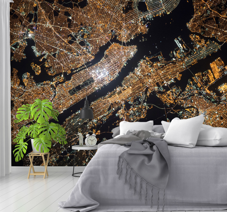 Urban Aerial Lights new york wall mural - TenStickers
