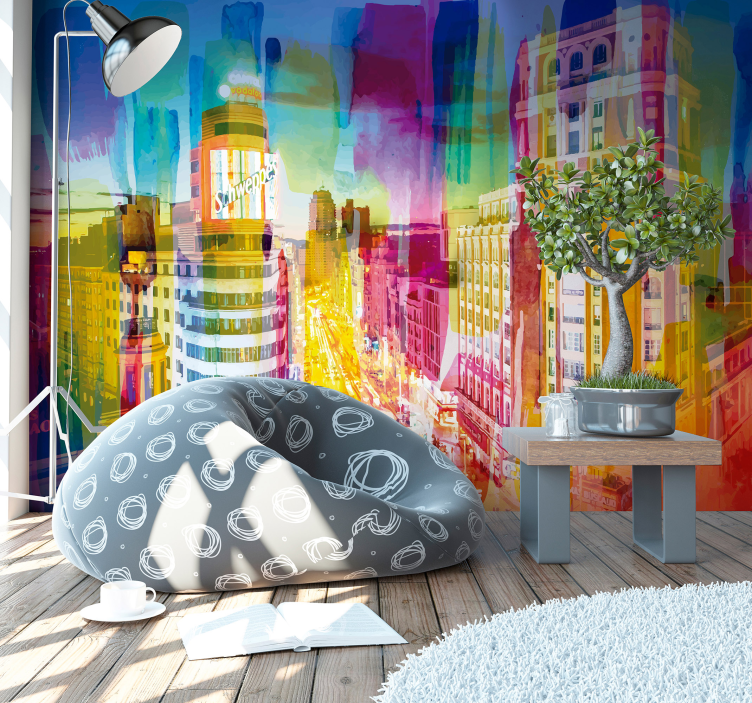 Urban Chromatic Streetscape madrid wall mural - TenStickers
