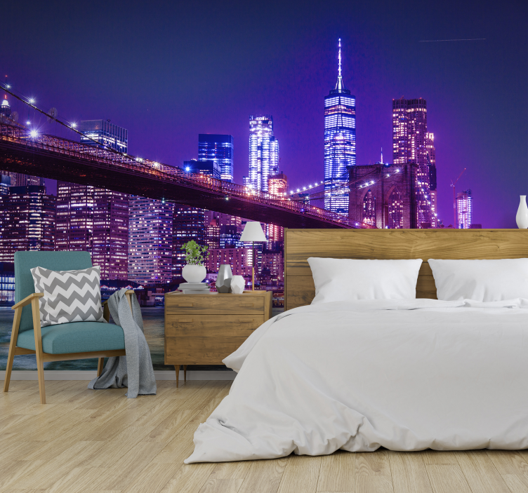 Urban Skyline View new york wall mural - TenStickers