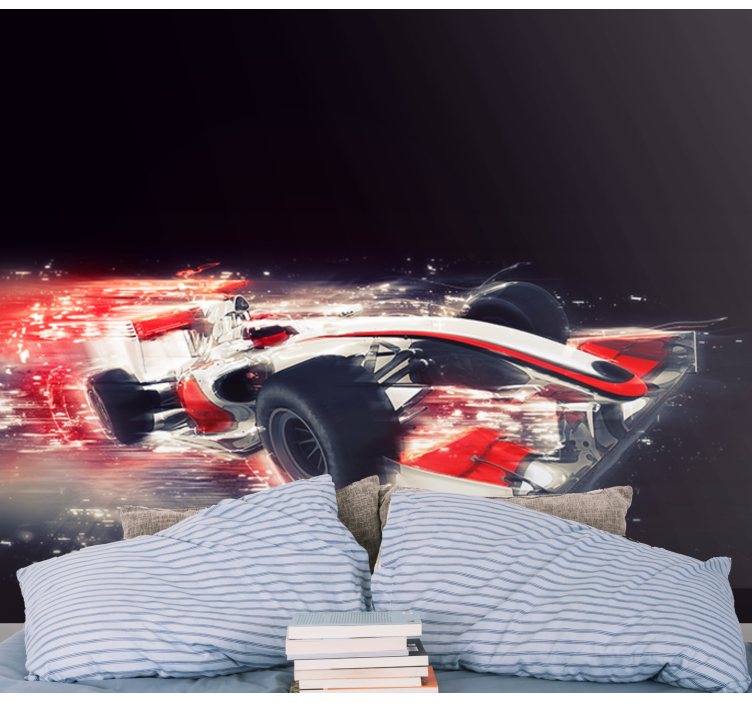 Vehicle mural racing car in motion - TenStickers