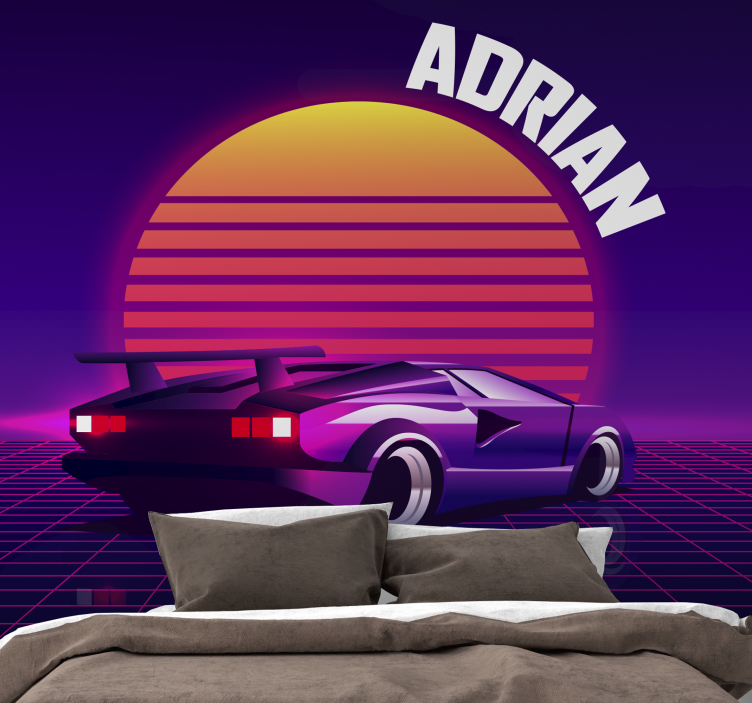 Vehicle mural retro racing car art decor - TenStickers