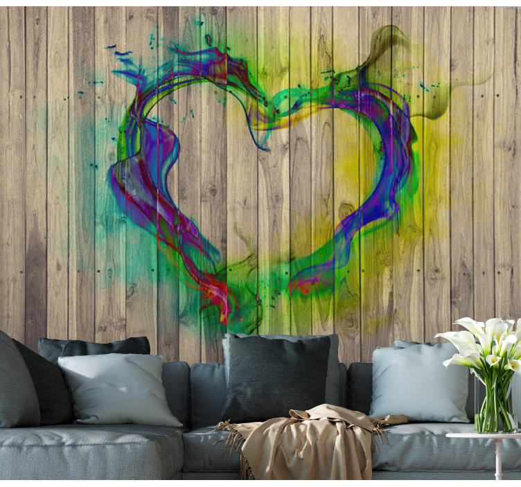 Vibrant Heart Design love wall mural - TenStickers