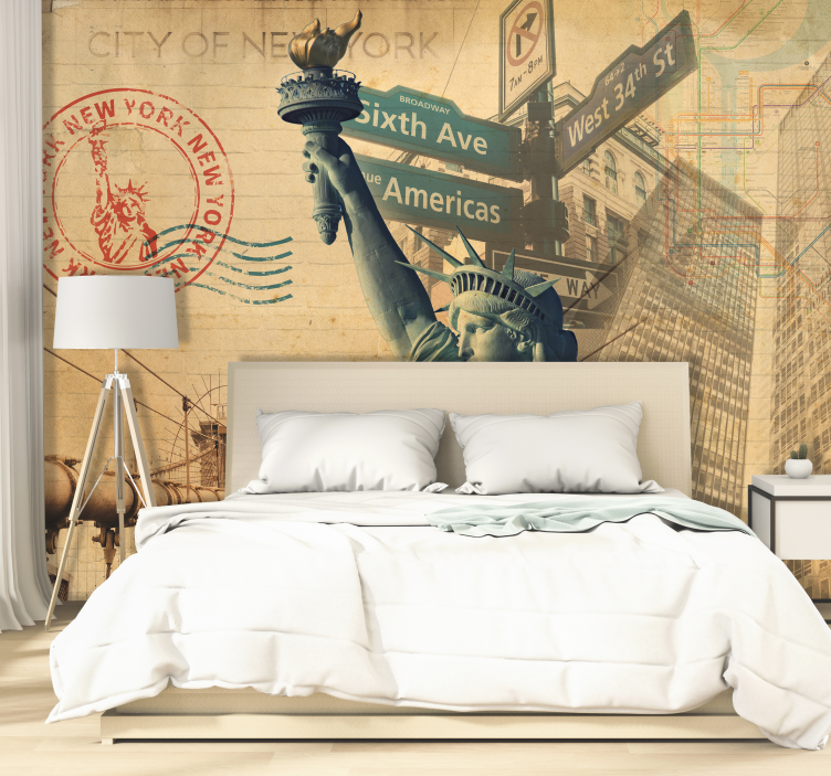 Vintage Liberty Collage new york wall mural - TenStickers