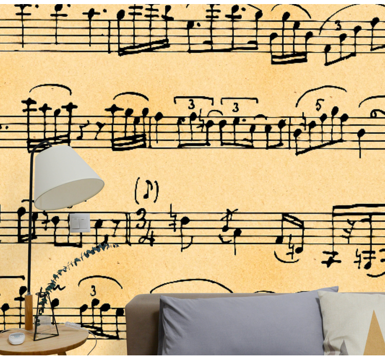 Vintage music sheet music notes wall mural - TenStickers