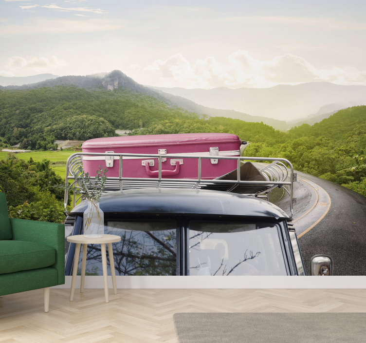 Vintage Suitcase Adventure vehicle mural - TenStickers