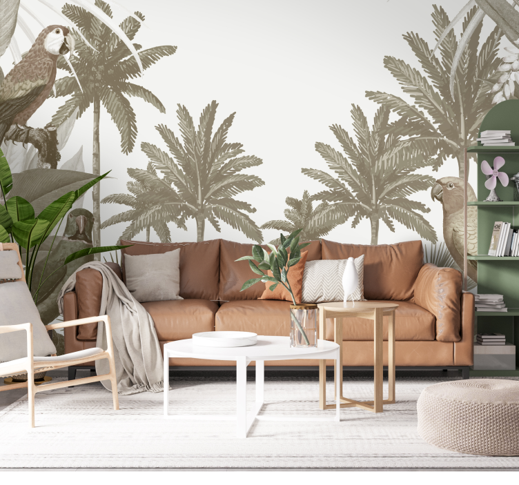 vintage tropical fauna jungle wall mural - TenStickers