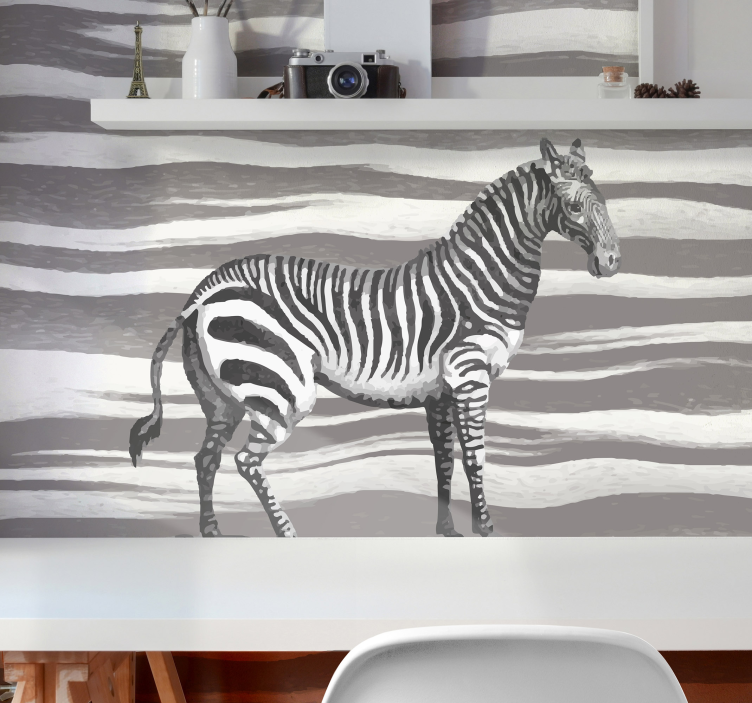 vintage zebra illustration wall mural - TenStickers