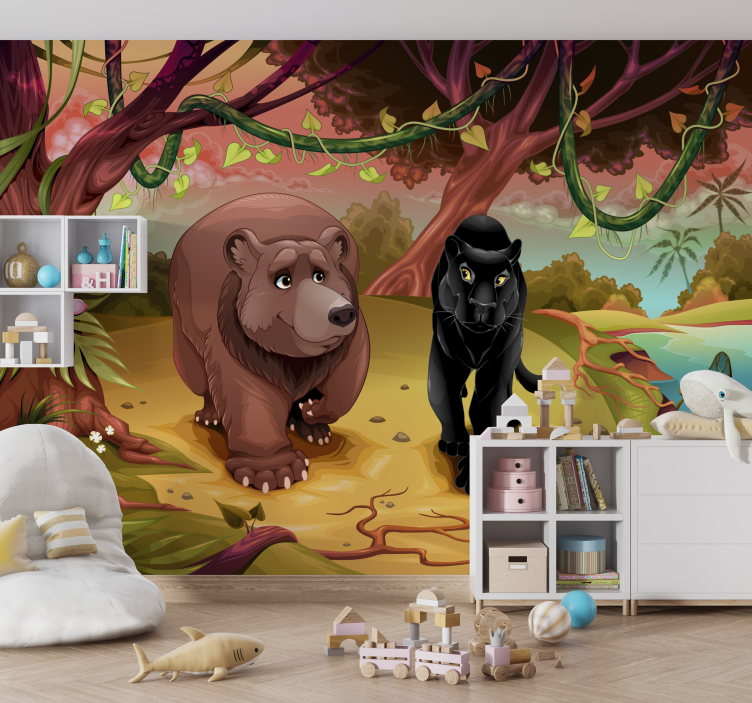 Kids Murals animals in the jungle - TenStickers
