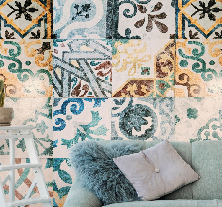 Wall mural intricate tile designs - TenStickers