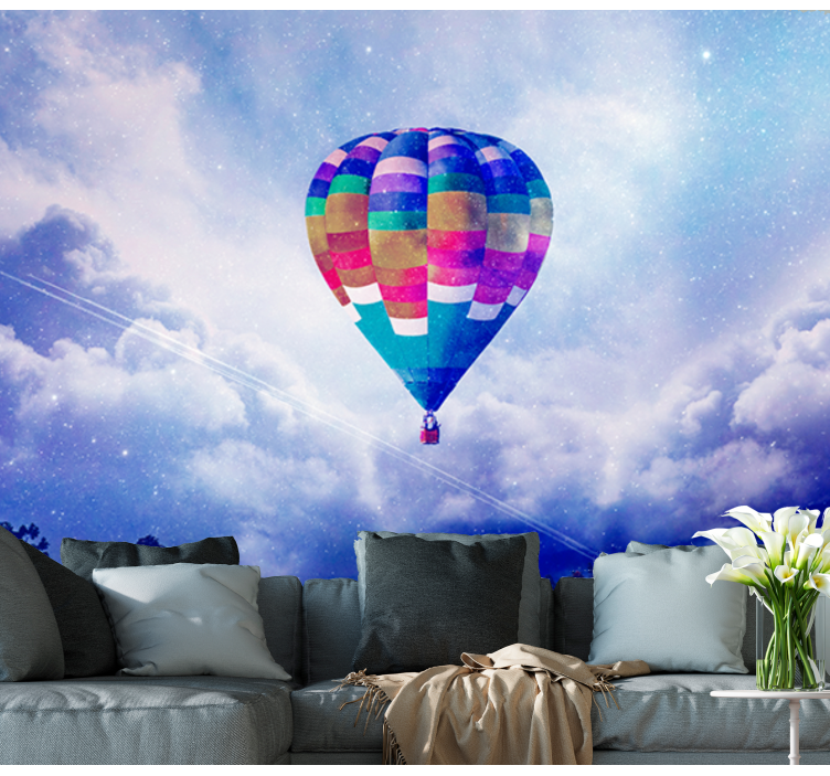 Wall mural sky clouds and balloons Wall Mural - TenStickers