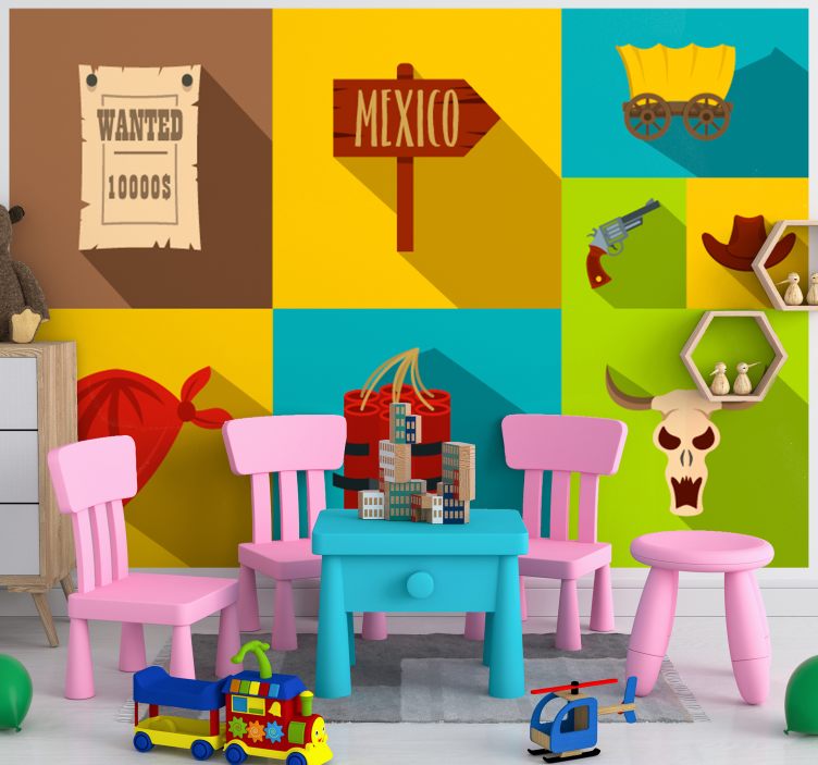 Children wall mural with a wanted mexico theme - TenStickers