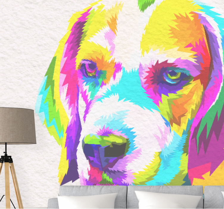 Watercolor beagle living room wall mural - TenStickers
