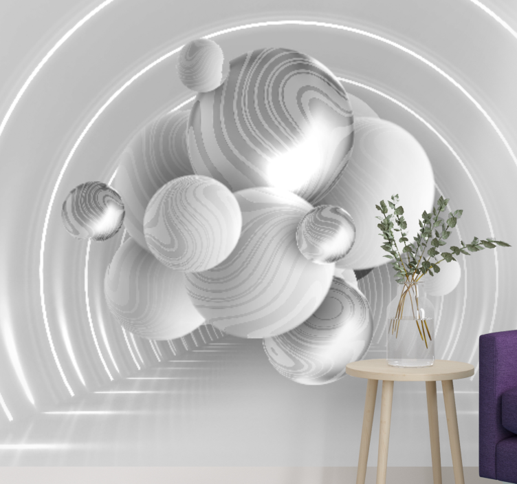 White balls on a tunnel 3D Wall Mural - TenStickers