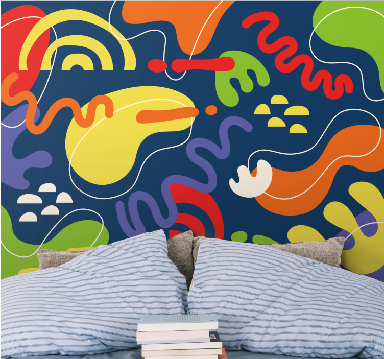 White lines colourful abstract Wall Murals - TenStickers
