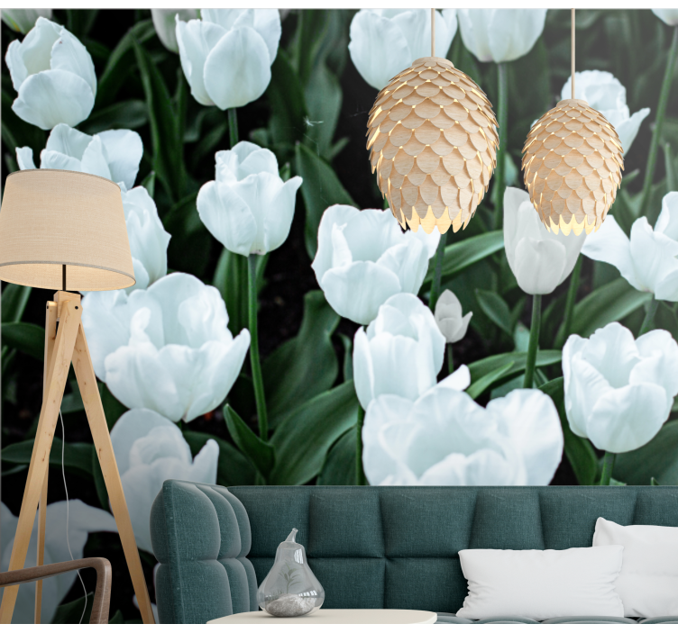 White tulips photo wall mural - TenStickers