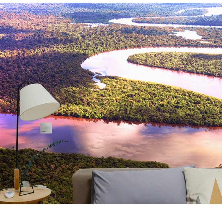 Winding river landscape landscape mural wallpaper - TenStickers