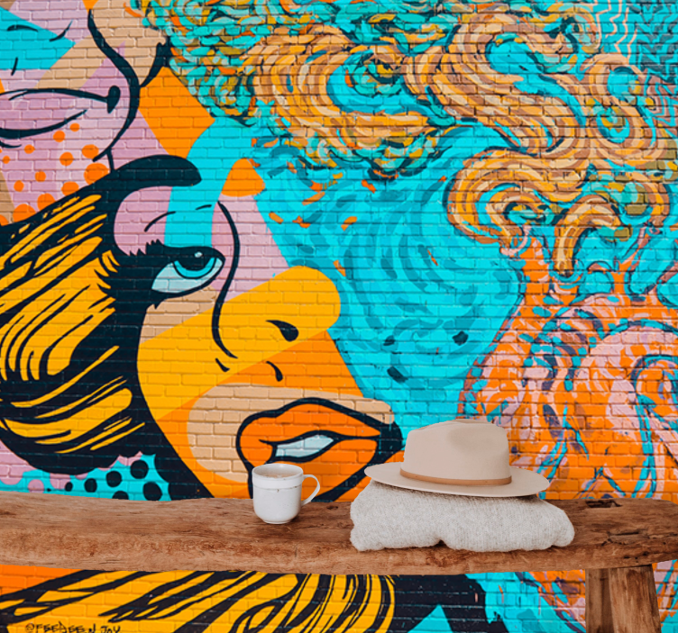 Woman's face graffiti Urban Art Wall Mural - TenStickers