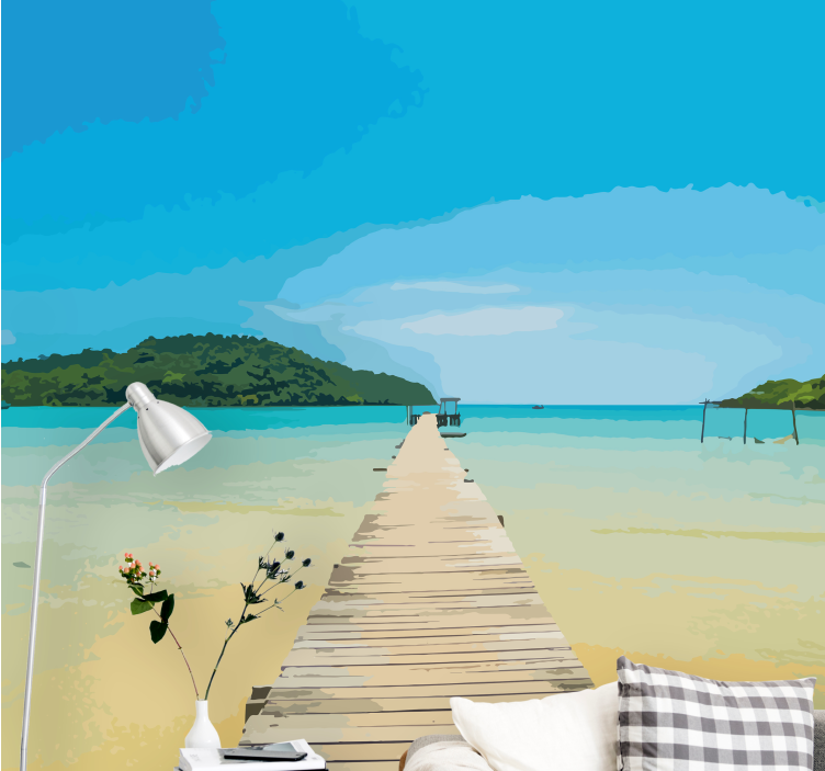 Wooden dock bridge 3D Wall Mural - TenStickers