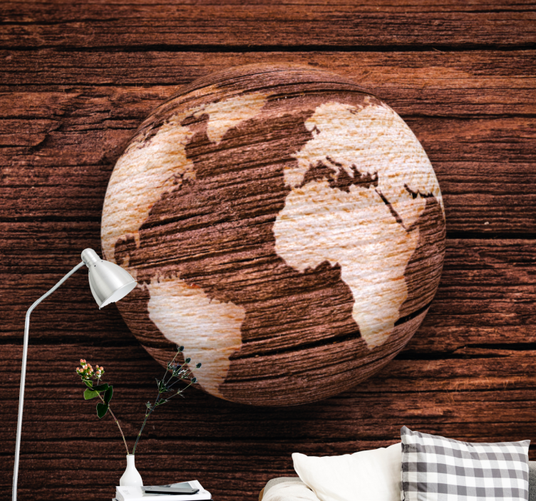 Wooden Texture world map wall mural - TenStickers