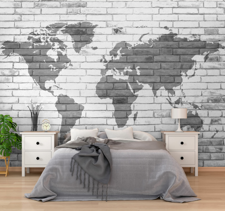 World map wall mural global map outline - TenStickers