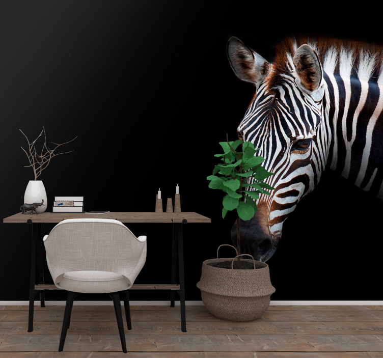 Zebra Detail Portrait animal wall mural - TenStickers