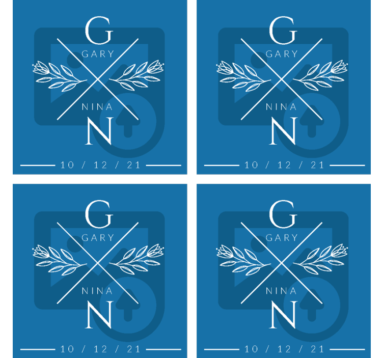 Wedding coasters personalized couple initials - TenStickers