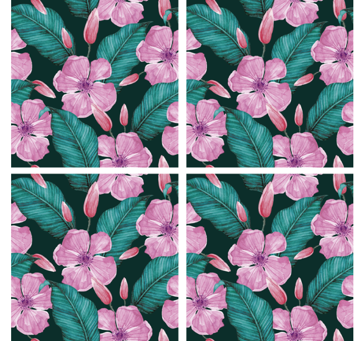 Floral and leaf pattern coasters - TenStickers