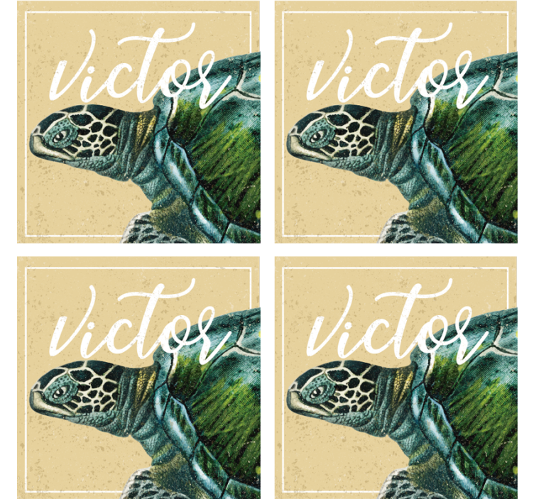 Personalisable coasters turtle illustration with name - TenStickers