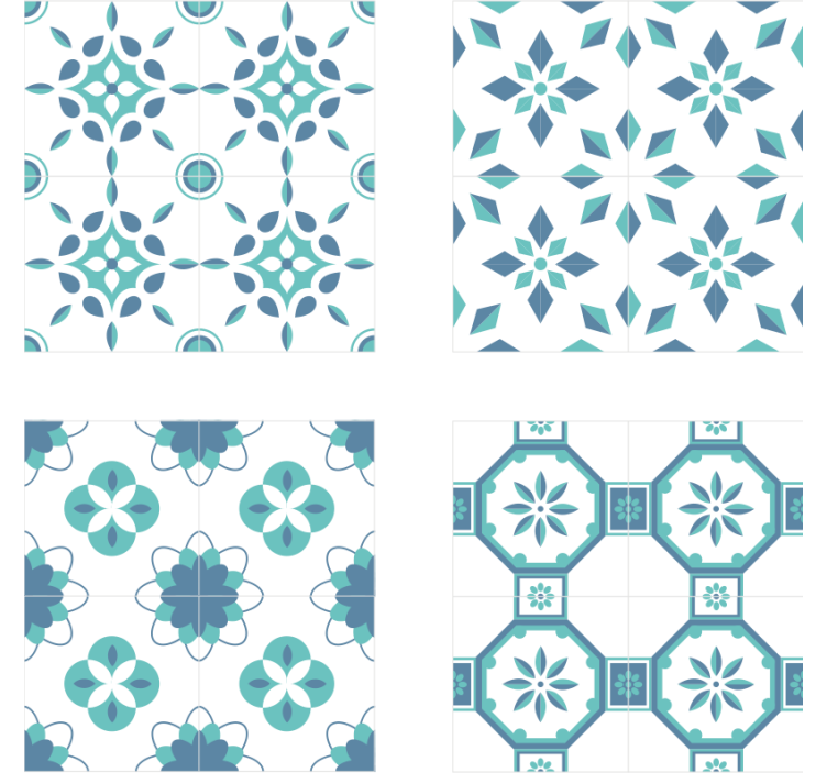 Floral tile pattern tile coasters - TenStickers